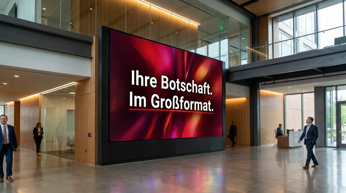 LED-Wand zeigt „Ihre Botschaft. Im Großformat.“