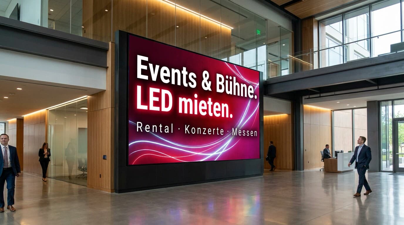 LED-Wand zeigt „Events & Bühne – LED mieten“